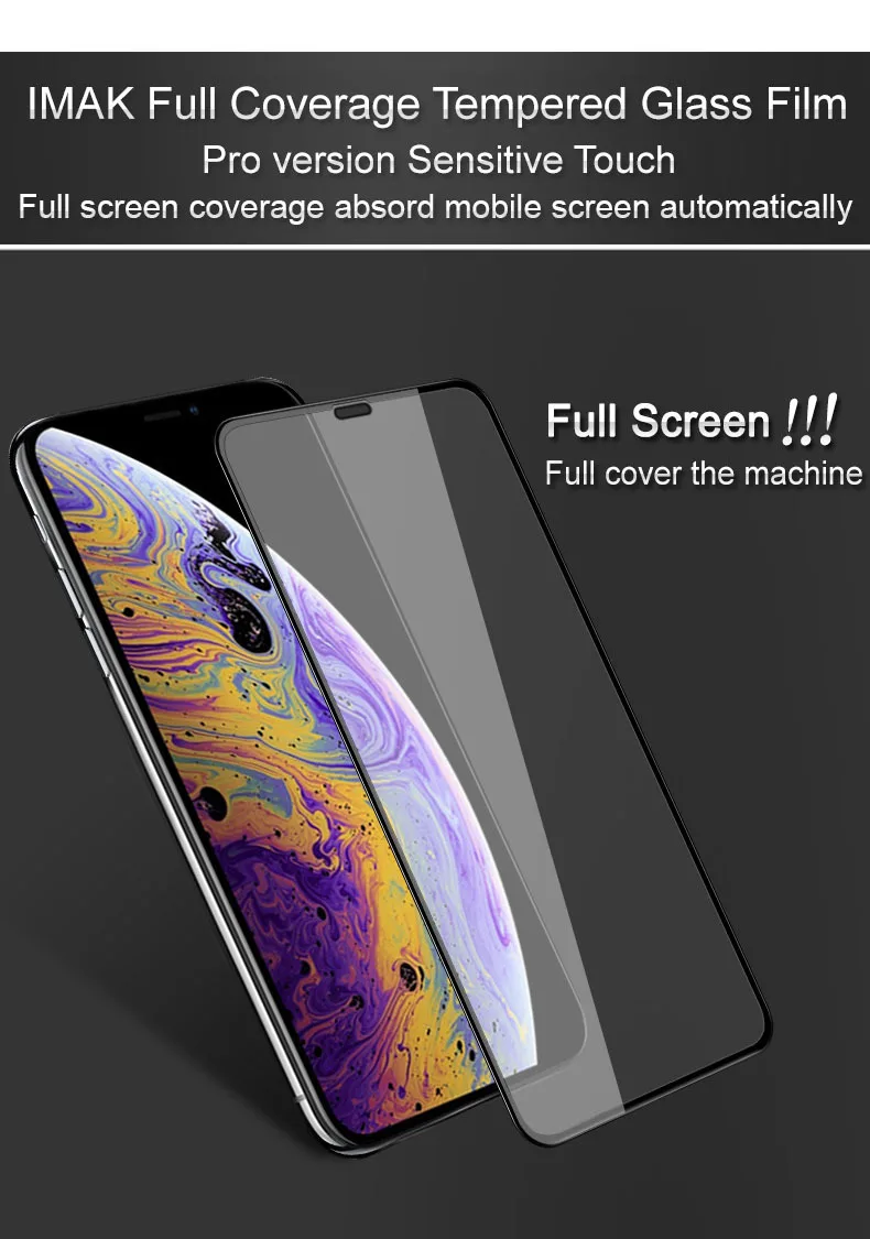 IMAK Для iPhone XS Max закаленное стекло Полный Клей Pro+ версия Полное покрытие экрана протектор для Apple iPhone X XS Max
