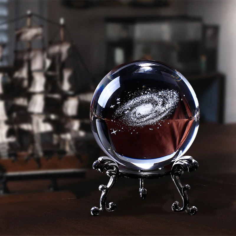 60mm 3D Laser Engraved Galaxy Glass Ball Crystal Miniatures Boy Gifts Sphere Home Decoration Accessories Globe Universe Present | Дом и сад