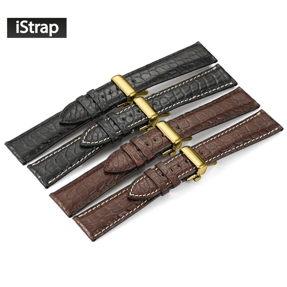 IStrap ремешок для часов 18 мм 19 мм 20 мм 21 мм 22 мм часы с ремешком из кожи крокодила ремешок заменить Мужские t Band с золотым разворачиванием для мужчин и женщин