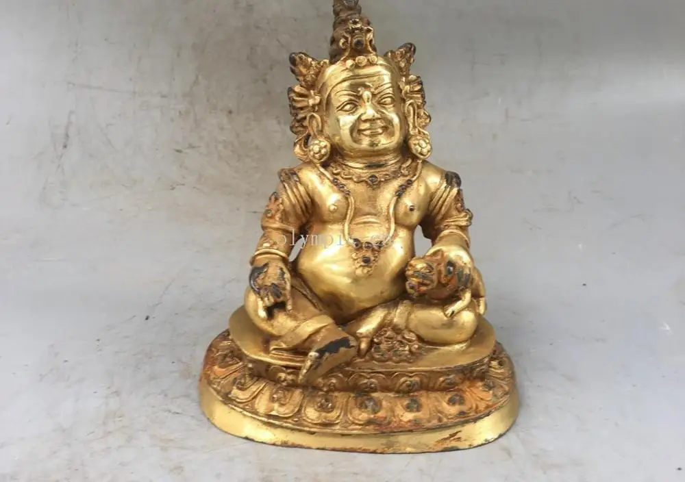 

7'' bronze gold gild tibetan buddhism temple Dhammapala Yellow Jambhala Mammon