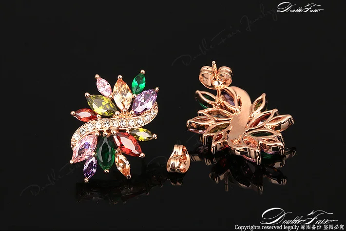 Роскошные Австрийские Stellux AAA + хрустальные серьги-гвоздики цвета розового золота