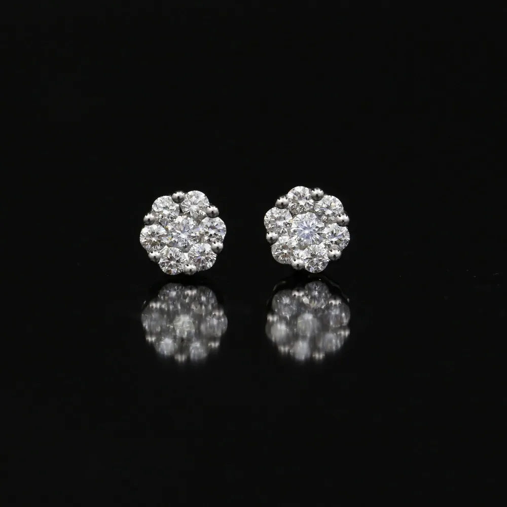 LASAMERO 0.078CT круглые ограненные серьги-гроздья с натуральным бриллиантом 18K золотые бриллианты Halo Серьги-гвоздики изысканные ювелирные изделия, серьги-гвоздики