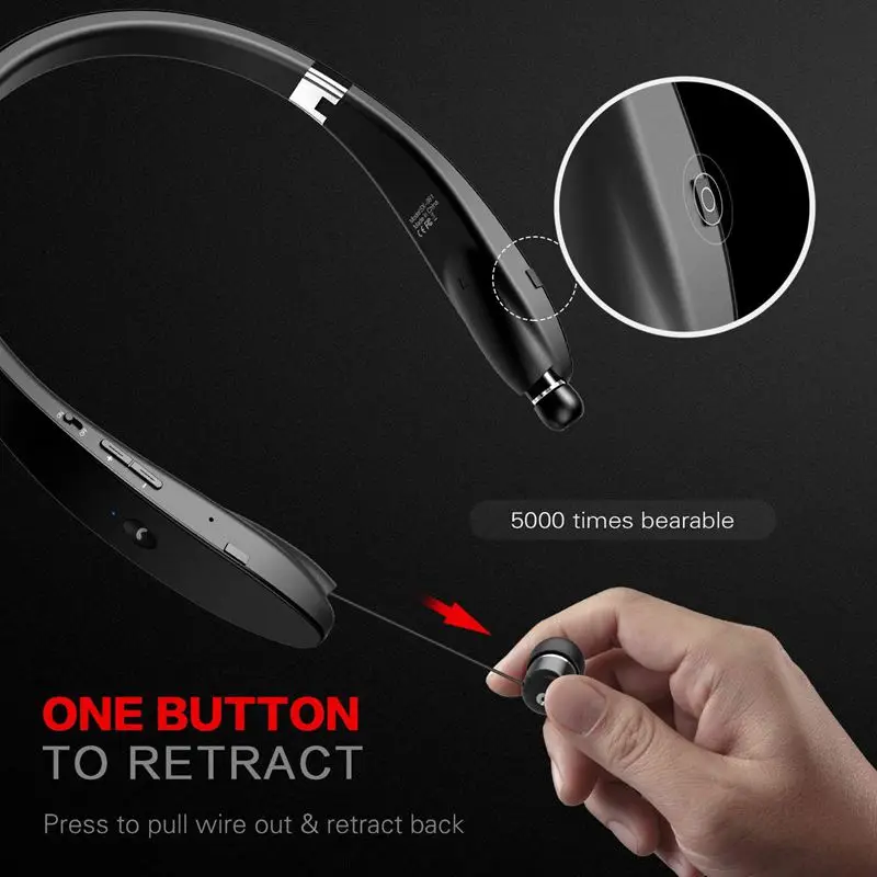 Bluetooth наушники беспроводная гарнитура с шейным ремешком складные микрофоном