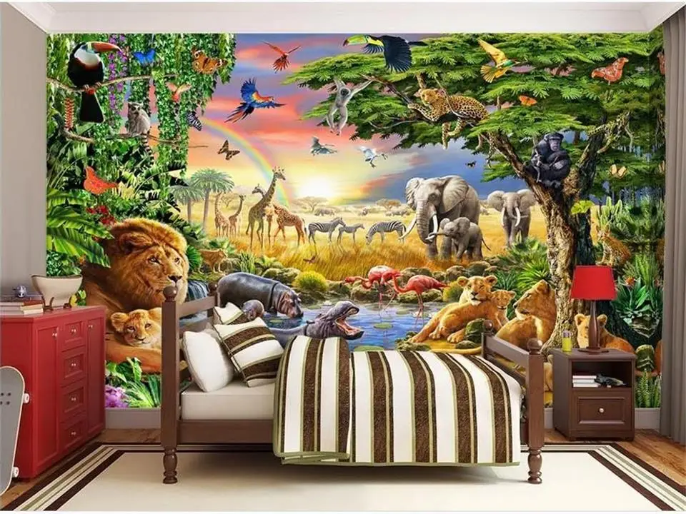 Пользовательские 3d фото обои детская комната росписи пастбища животные Львы