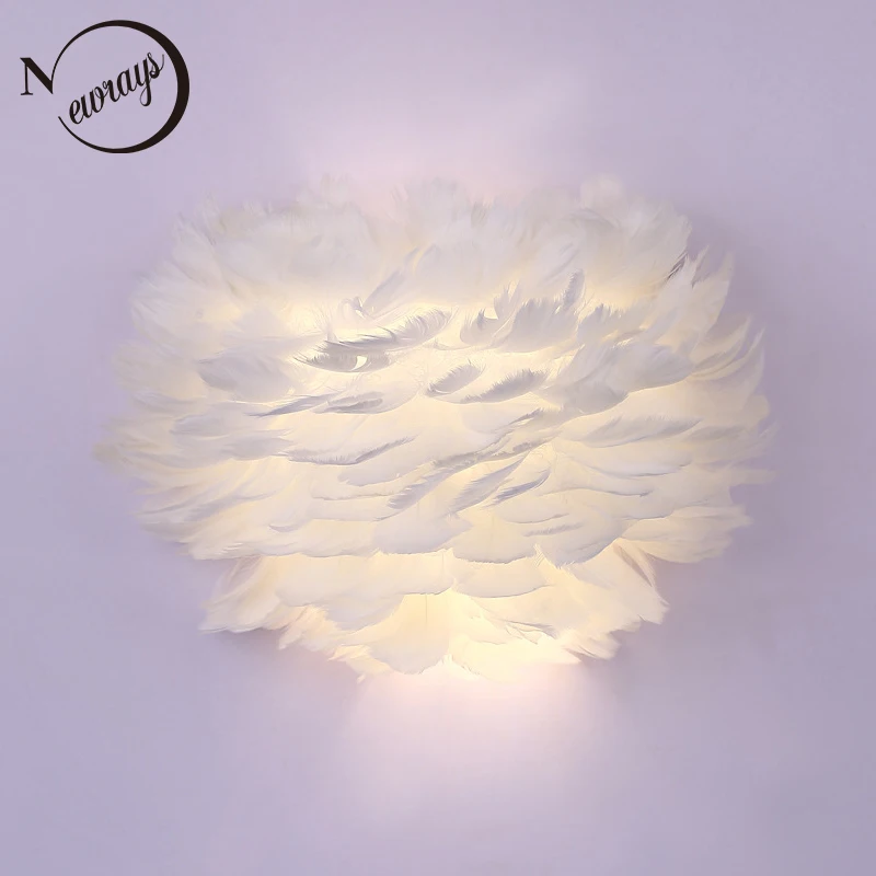 

Vintage feather dream novelty wall lamp LED E27 220V wall light with lampshade for living room bedroom restaurant study cafe bar