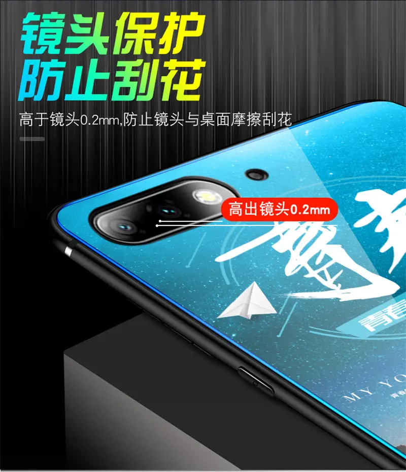 Чехол для huawei Honor 7X, чехол, светящаяся задняя крышка из закаленного стекла для huawei Honor 7A 7C Pro 8A, чехол, силиконовый чехол для телефона