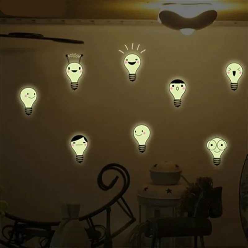 Светящиеся Настенные наклейки лампа Diy обои Набор Дети Спальня флуоресцентный