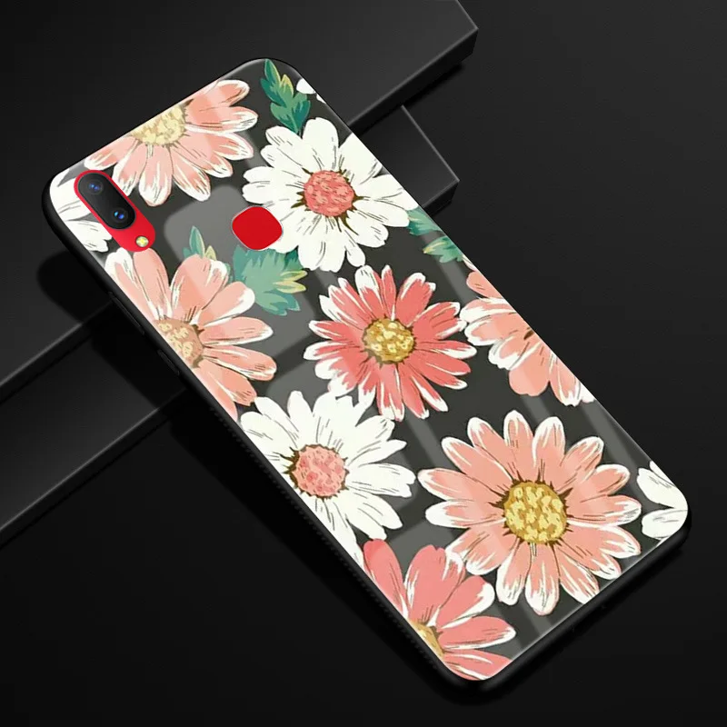 Чехол для Vivo Y91, Y95, закаленное стекло, чехол с рисунком, черный, TPU, бампер, чехол для Vivo Y95, Vivo Y91, чехол для телефона, стекло, Y 91 - Цвет: 01