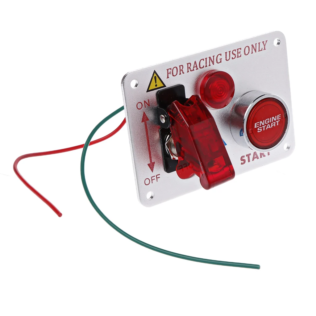 

Панель зажигания для гоночного автомобиля, 12 В, кнопка запуска двигателя, красный светодиодный переключатель