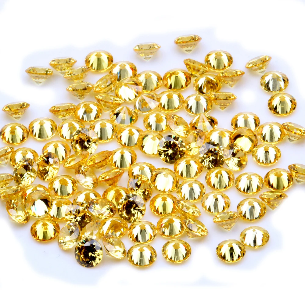 

1000pcs AAAAA+ 0.8-4mm CZ Stone Round Cut Beads Gold Color Cubic Zirconia Synthetic Gems For Jewelry