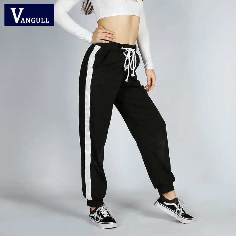 Vangull клетчатые женские штаны с высокой талией прямые свободные спортивные