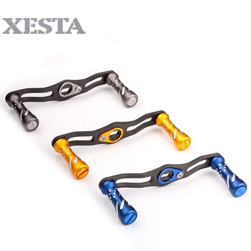 

XESTA Fishing Reel handle 8*5mm fit for daiwa reel Double Alloy Knob Carbon Fiber Shaker Baitcast Reel Fishing Tool high quality