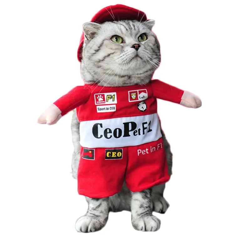 Pet костюм забавный кот Racer стоя костюм Косплэй одежда для маленький средний Товары для собак Щенок партия Хэллоуин куртка пальто - Цвет: Racer