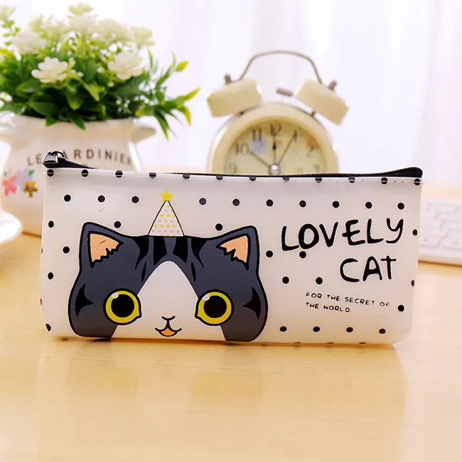 big face cat 1 шт. кавайный мультипликационный котик ПУ пеналы для ручек канцелярский подарок для студента школы обучения милый пенал на молнии поставки - Цвет: big face cat