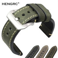 retro genuine leather watchbands strap men handmade double thread stitching watch band 22mm 24mm wristwatches belt accessories