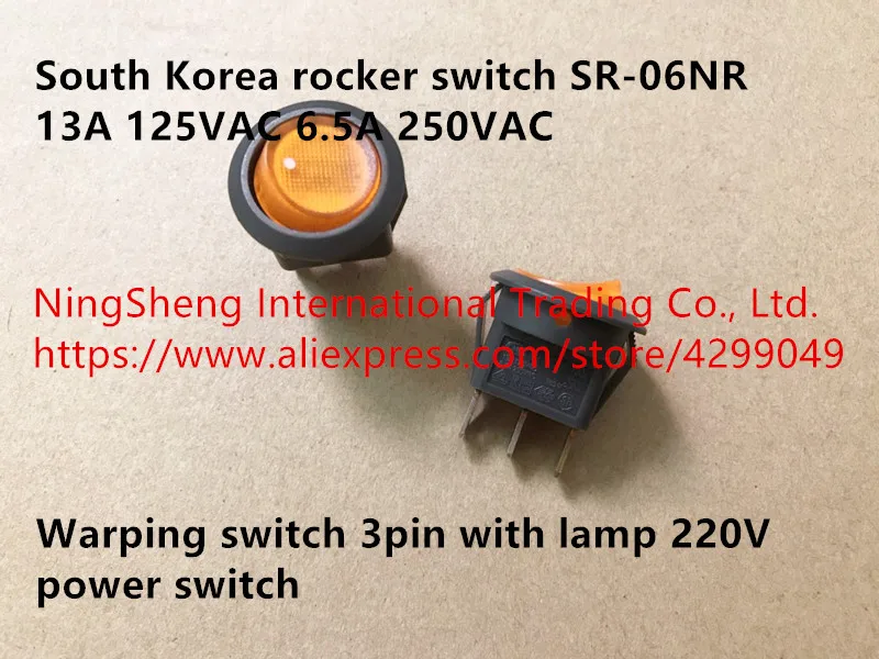 Original new 100% rocker switch SR-06NR 13A 125VAC 6.5A 250VAC warping 3pin with lamp 220V power | Обустройство дома
