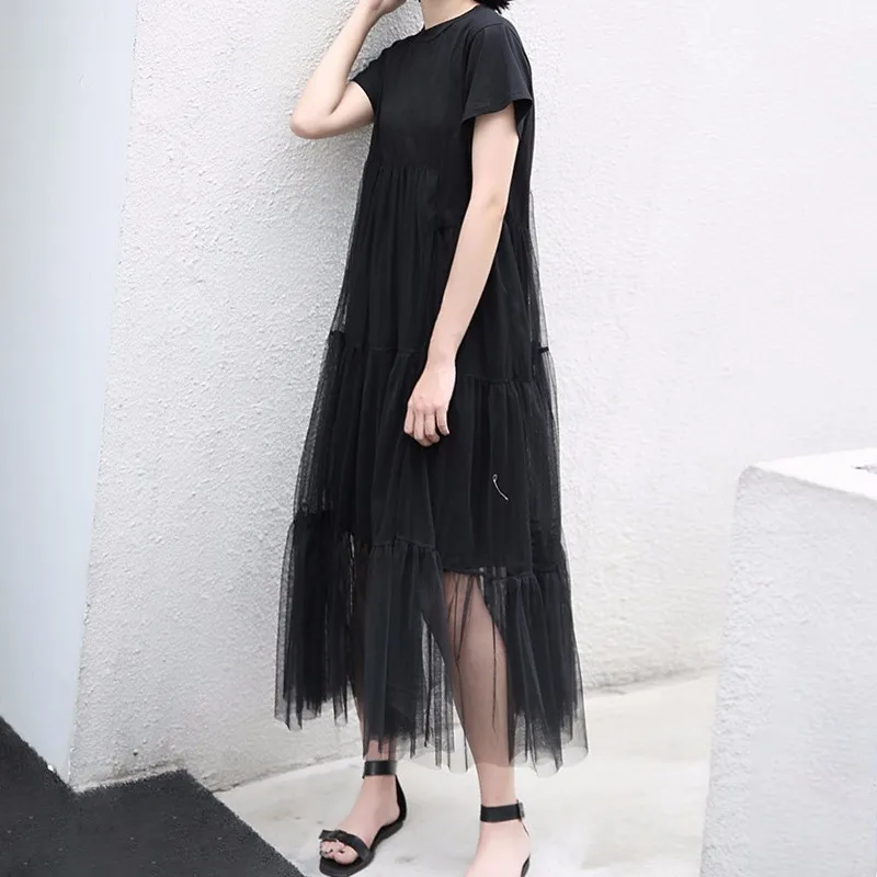 Платье с коротким рукавом TWOTWINSTYLE летнее асимметричное платье высокой талией и