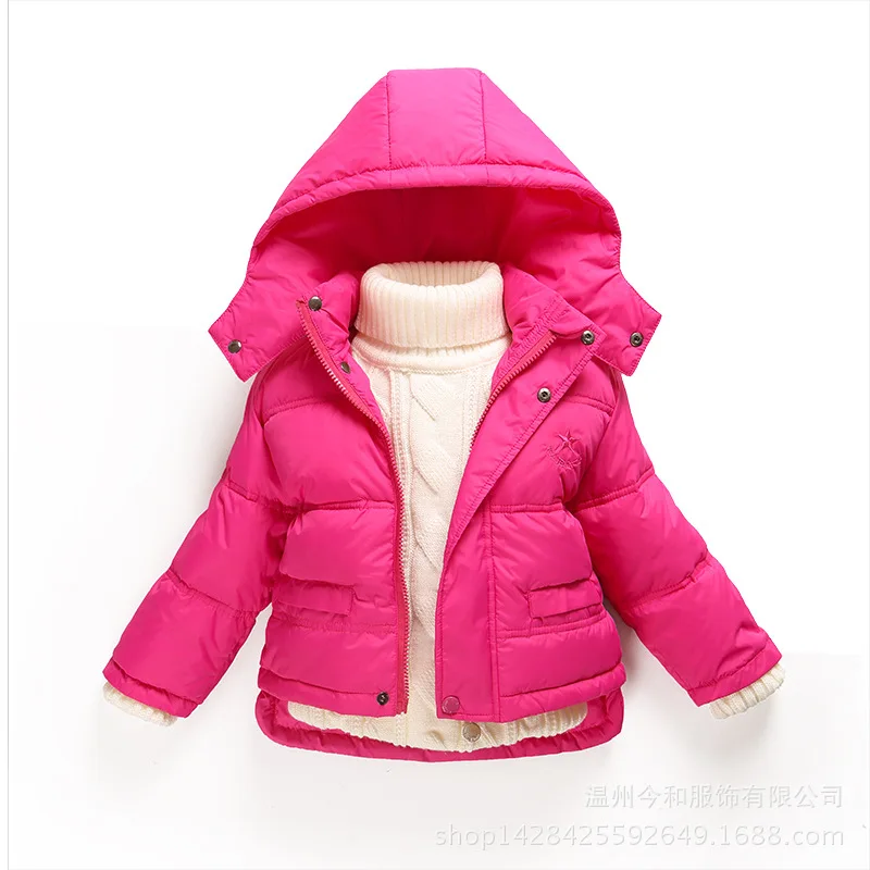 

children's down jacket boys girls baby short down coat thickening Winter Outwear removable cap 1-6 Year