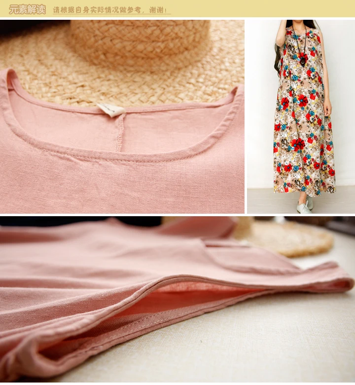 Fashion 2017 New Cotton Linen Vintage Dress Summer Women Casual Loose Long Maxi Dresses Pure Color Plus Size A216 | Женская одежда