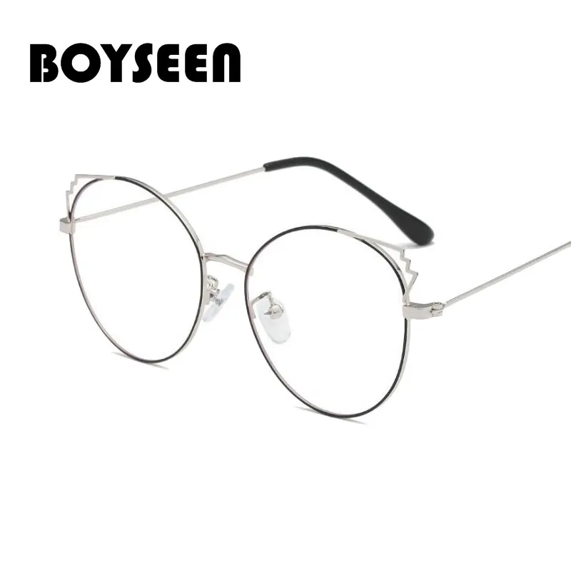 BOYSEEN Новая мода кошачьи уши Металл плоское зеркало мужские и женские очки кадр анти-синий свет оптические очки 6271