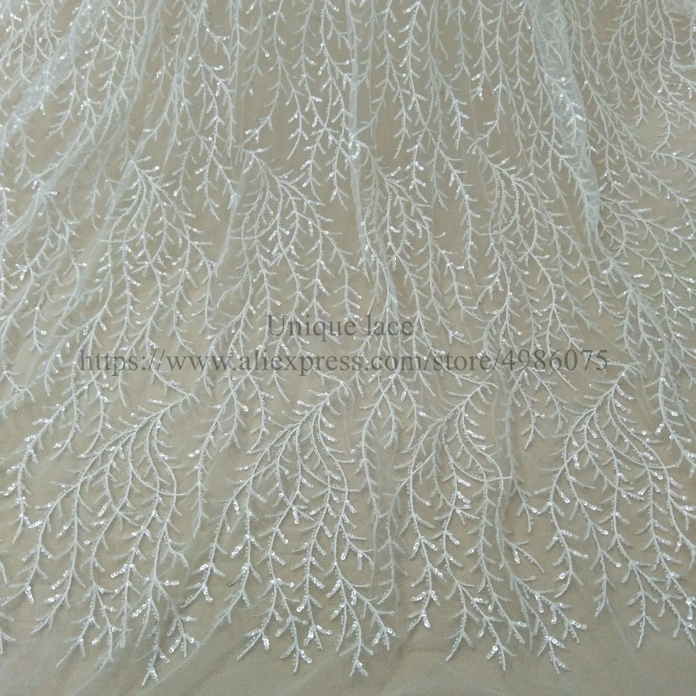 2019 Bridal lace fabric sequins beaded dress 130cm width for evening gown | Дом и сад