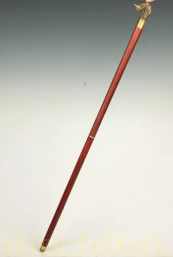 

brass Pure Copper Brass Grandpa Good Lucky ORIENTAL WOOD, STATUE DOG CANE WALKING STICK CRUTCH FOLDING CHINESE HAND