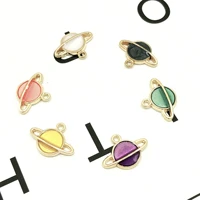 10pcslot 1712mm pearlescent dropping oil globe charms high quality enamel alloy planet jewelry accessories charm