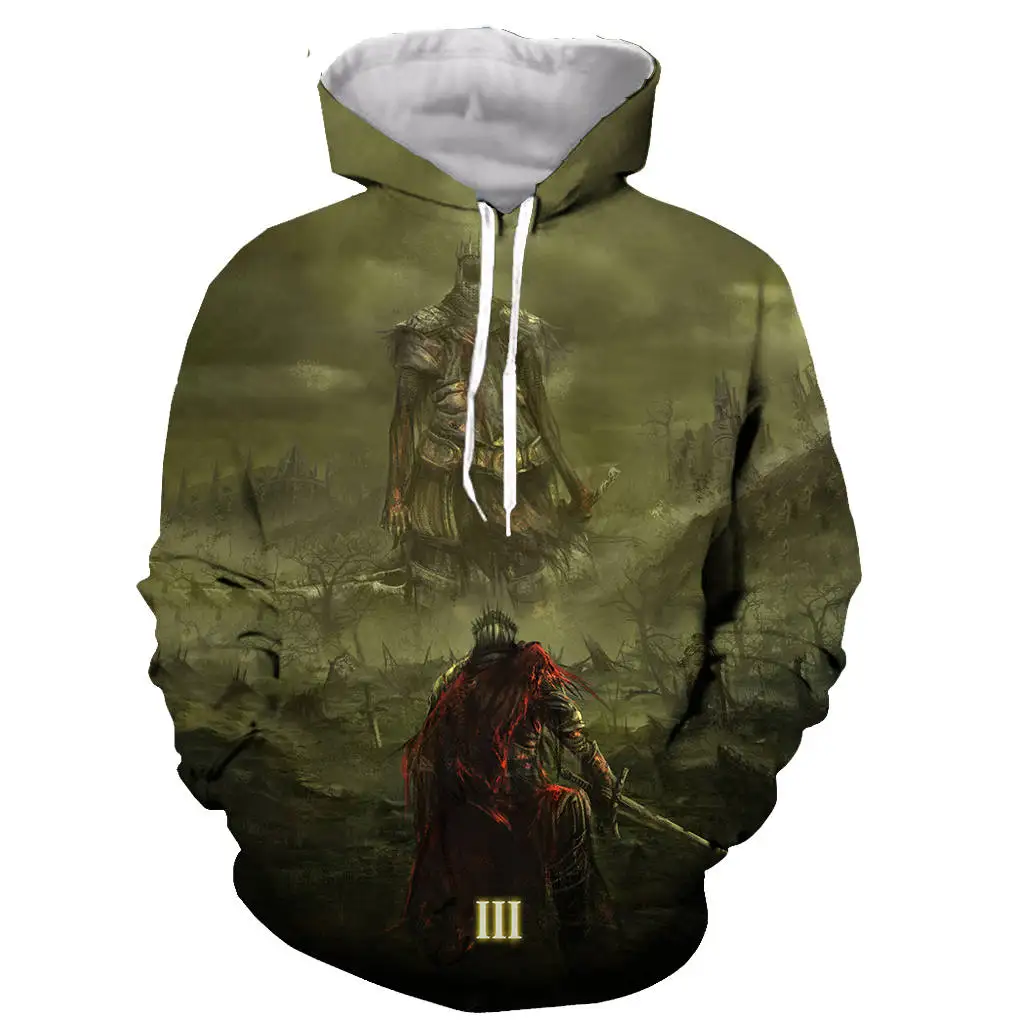 Мужская и Женская толстовка с капюшоном Game dark soul 3D принтом модная графическая