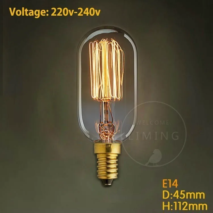 T45 E14 220V Винтаж Ретро E14 Edison спиральная лампа накаливания светильник лампы накаливания для подвесные светильники Гостиная Спальня 220V Новинка приспособление - Цвет: T45 E14 220V