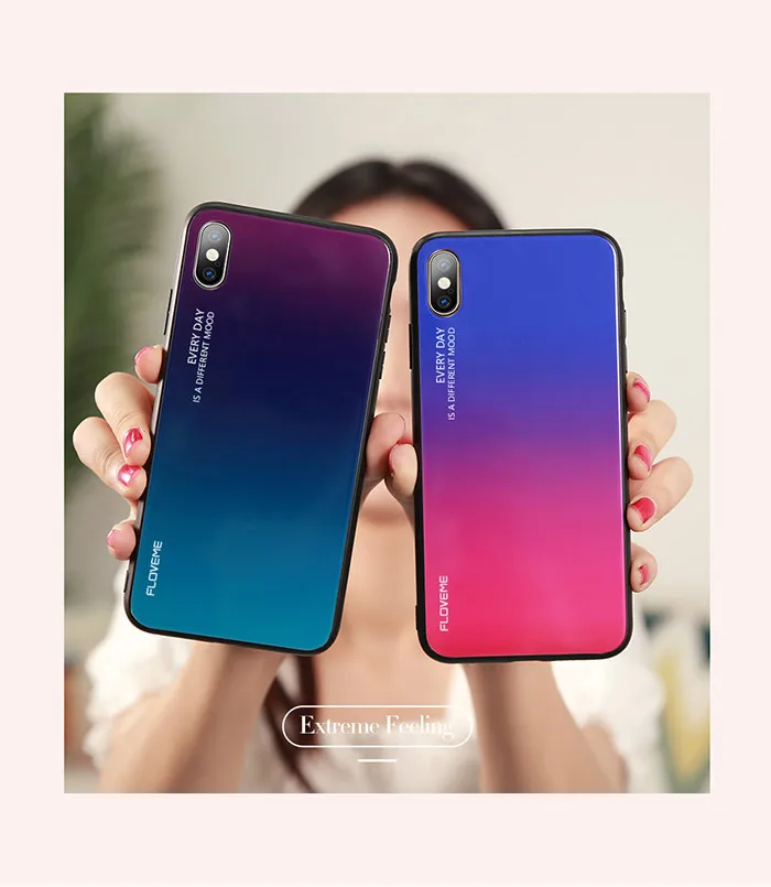 Case For iPhone 8 7 6 6S X XS XR Gradient Tempered Glass Hard Phone MAX Plus Cover Fundas Coque Capa | Мобильные телефоны и