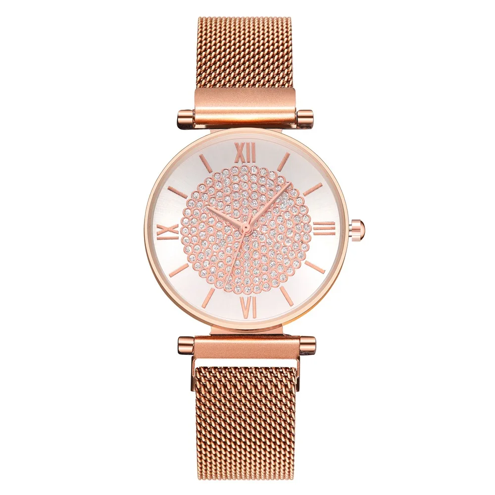 Розовый Luxus Frauen Uhren Damen Magnetische звездное небо Uhr Mode Diamant Weibliche кварц Armbanduhren relogio feminino zegarek damski - Цвет: Розовый