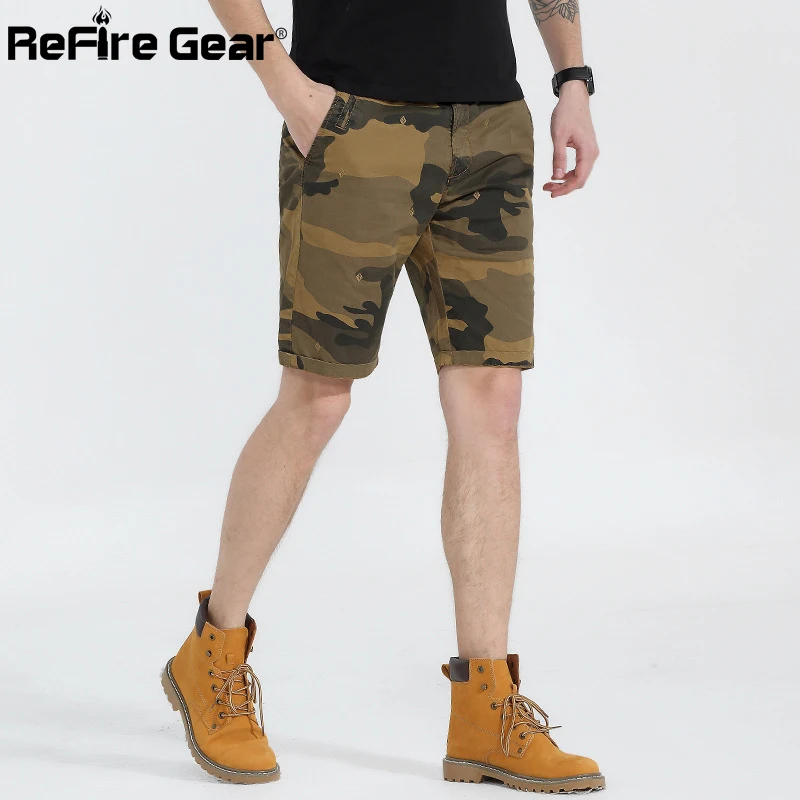 Мужские камуфляжные тактические шорты ReFire Gear летние дышащие повседневные Мягкие