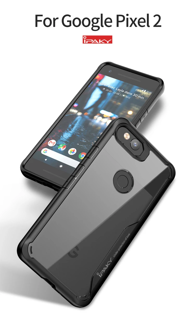 Для Google Pixel 2 Чехол IPAKY Pixel 2 XL силиконовый акриловый Гибридный противоударный Прозрачный чехол для Google Pixel 2 XL чехол