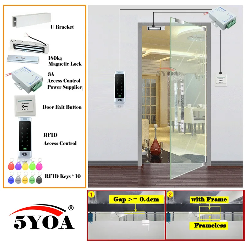 C40MagU Железная Водонепроницаемая RFID система контроля доступа, умный дверной замок, безопасный комплект, электронный Открыватель ворот, домашний гаражный набор, электро-магнитный - Цвет: C40MagU