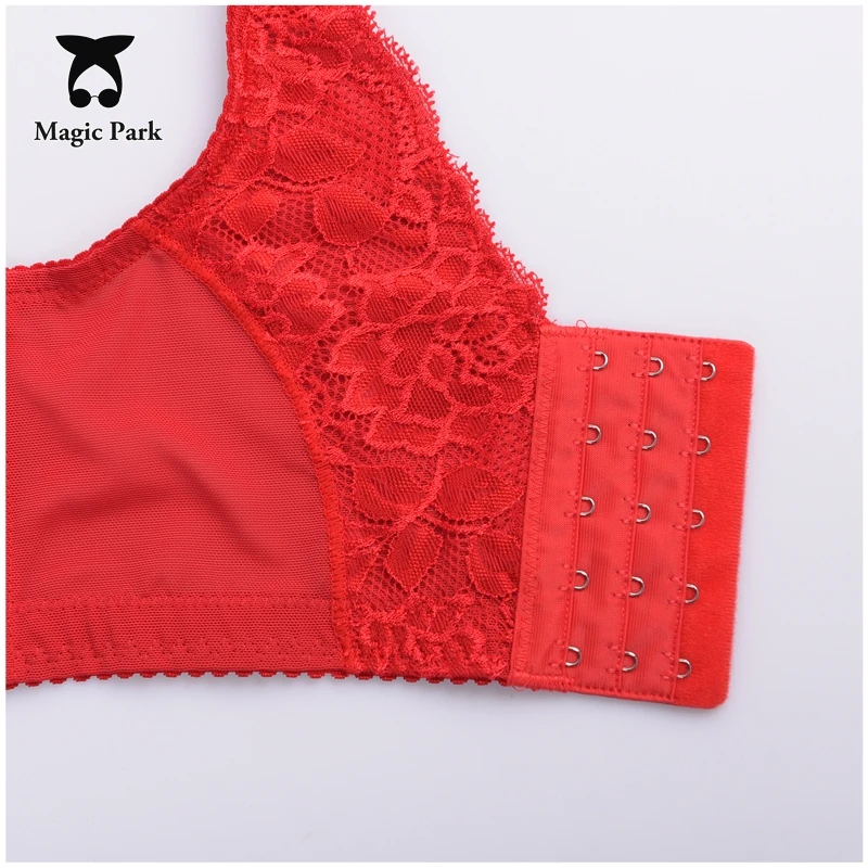 MagicPark 34/75CDEF 36/80CD Red Lace Floral Women Bra Inner Cotton Bralette Push Up Retro Lingerie Tops|bra up|up brawomen bra |