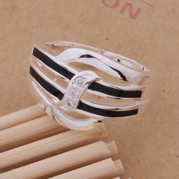 AR178 горячее кольцо из стерлингового серебра модные ювелирные изделия черный и