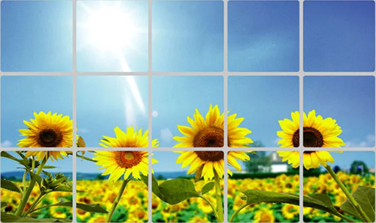 Новый Дизайн Красивый Подсолнух Водонепроницаемый стикер для настенной плитки