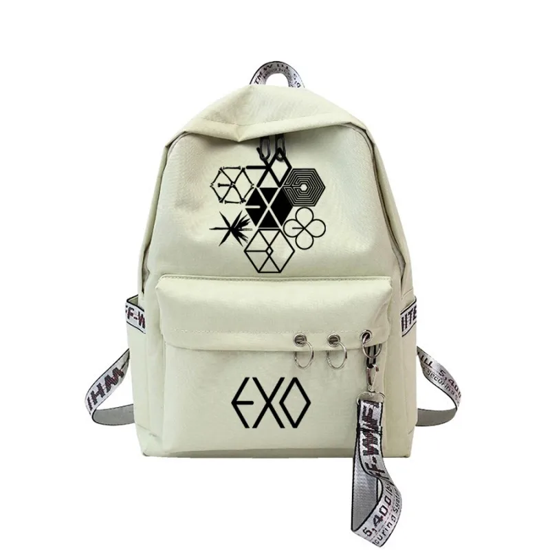 WISHOT EXO рюкзак KPOP прекрасная дорожная сумка для подростков девочек шелковая лента круглое кольцо школьный розовый - Цвет: Beige
