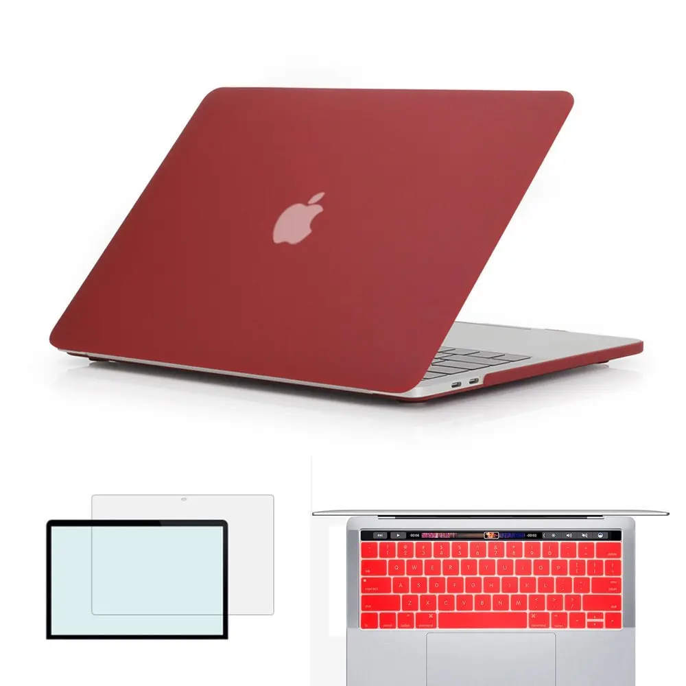 Matte Winered Для Mac Book New Pro 13 15 дюймов с сенсорной панелью+ чехол-клавиатура чехол для ноутбука для Apple MacBook Air Pro retina 11 12 13 15 оболочка - Цвет: Matte Winered