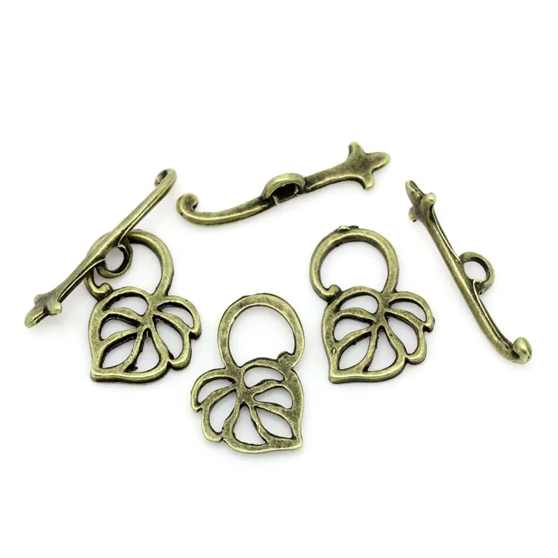 DoreenBeads цинковый металлический сплав переключатели застежки лист Античная бронза
