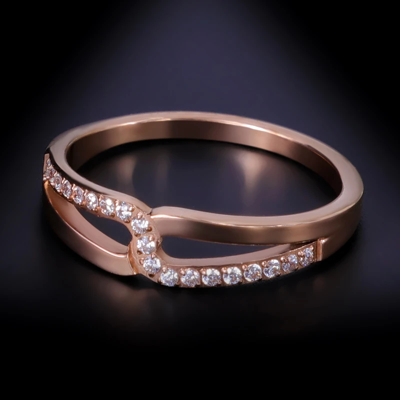 FYSARA AAA кристаллы Обручальное кольцо из розового золота Цвет Титан Сталь