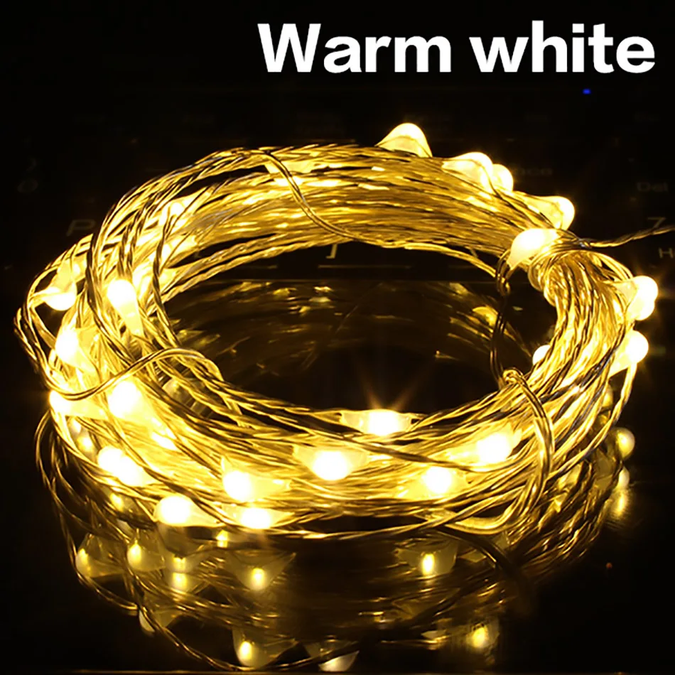 LED Медный провод свет шнура Батарея питание Светодиодные ленты для феи Рождество