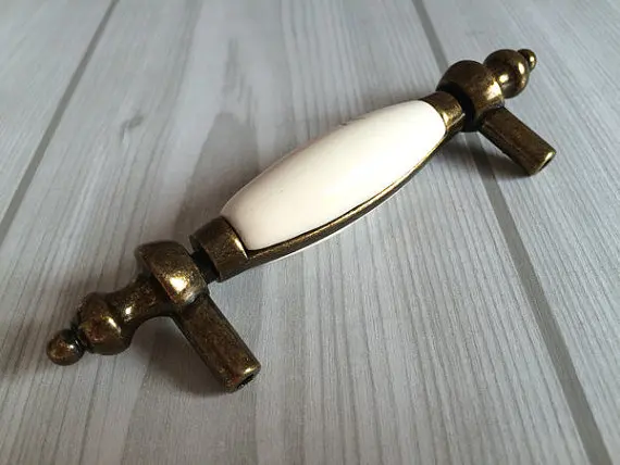 3 &quotкерамический ящик для комода Тянет ручки кремовые Белый цветок зеленый лист