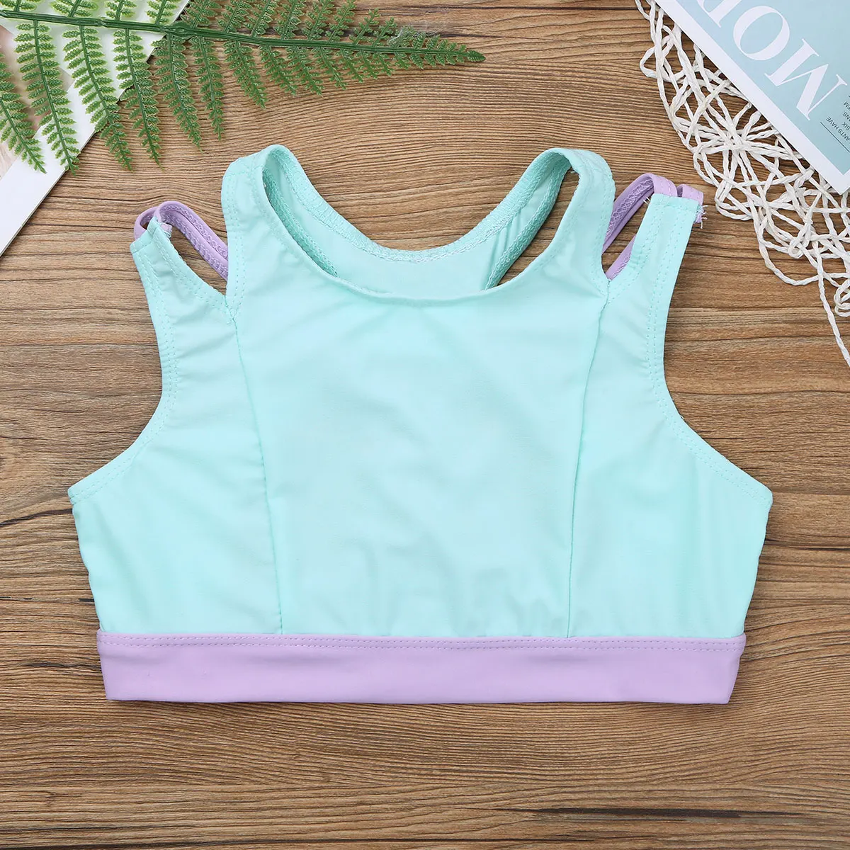 Детский Эластичный Спортивный бюстгальтер для девочек топы на бретельках