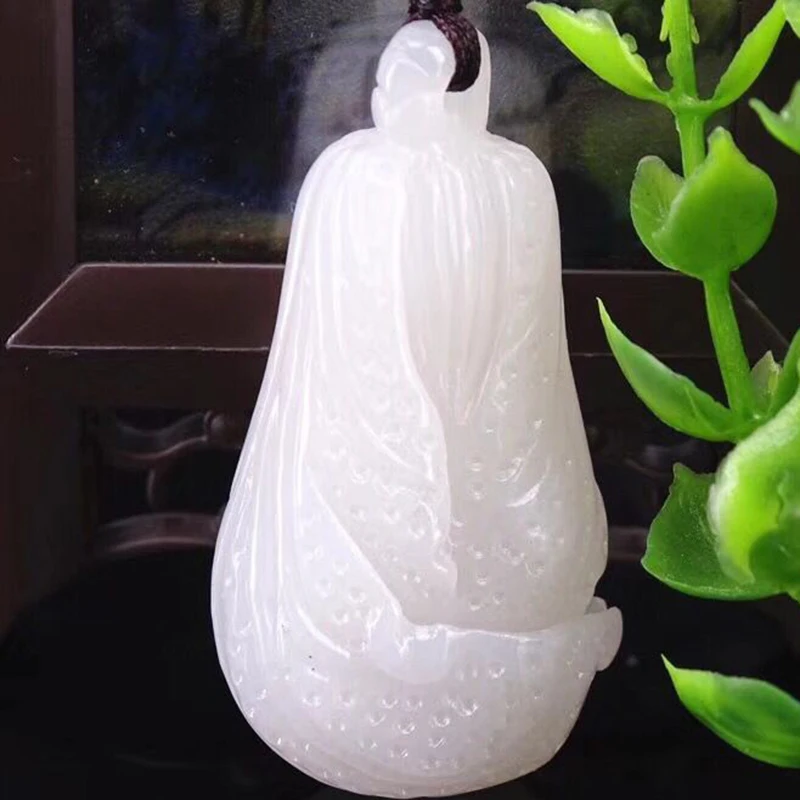 

Подвески Hetian из белого натурального камня, подвеска с резьбой в виде китайской капусты, ожерелье, веревка для женщин и мужчин, ювелирные изделия jourssnow