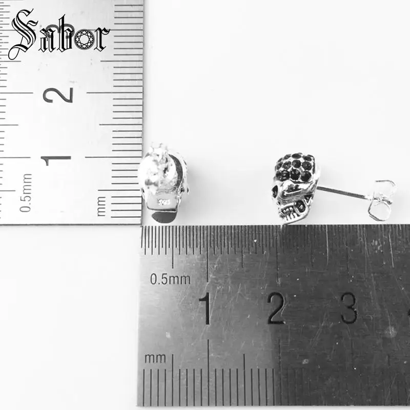 Skull Pave Stud Earrings 2020 New Cubic Zirconia Fashion Jewelry Black Punk silver color Gift For Women Men Lover thomas | Украшения и