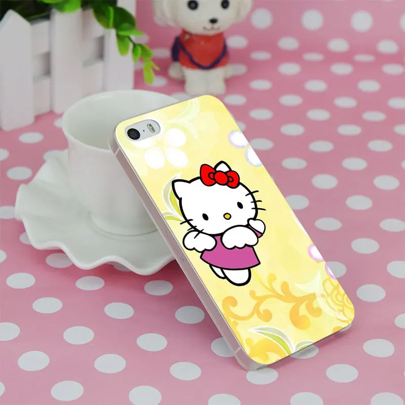 B1671 Hello Kitty Прозрачный Жесткий Тонкий Case Cover For Apple iPhone 4 4S 5 5S SE 5C 6 S Плюс s |