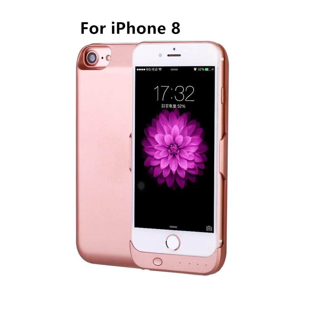 Pink for iPhone 8 Чехол для аккумулятора для iPhone 7, 8, 6, 6 S, 6000 мА/ч, внешний аккумулятор, чехол для зарядки, портативный внешний аккумулятор, Fundas, чехол для зарядного устройства для iPhone 8 - Цвет: Pink for iPhone 8