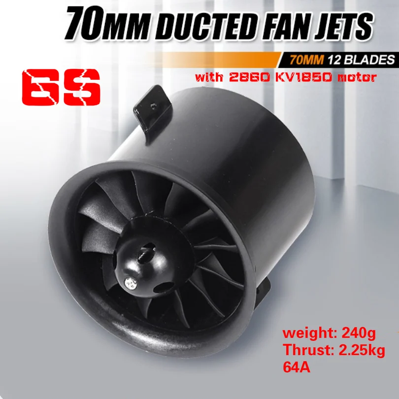 

FMS 70mm 12 Blades Ducted Fan EDF Unit With Inrunner 2860 KV1850 Motor 6S version For RC Airplane Model Plane Aircraft Parts