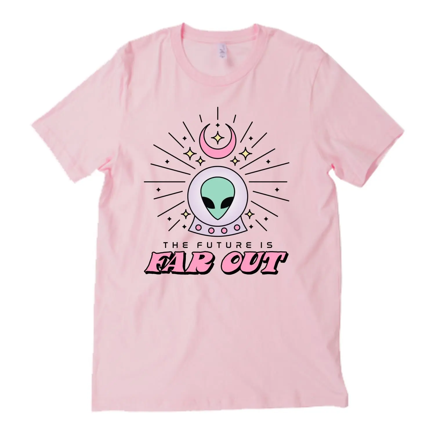 Футболка с забавным принтом The Future is Far Out летние футболки UFO Alien Harajuku Pastel Goth женская